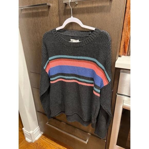 Aserican Eagle Stripe womans L Waffle Knit Sweater - Picture 1 of 3